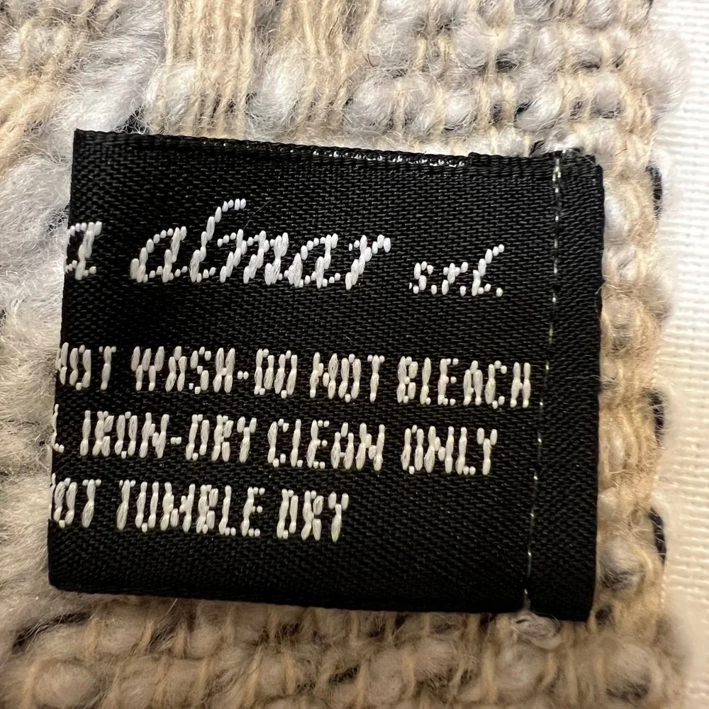 Manifattura Almar Gray Black Made in Italy Wool Blend Textured Knit Fringe Scarf